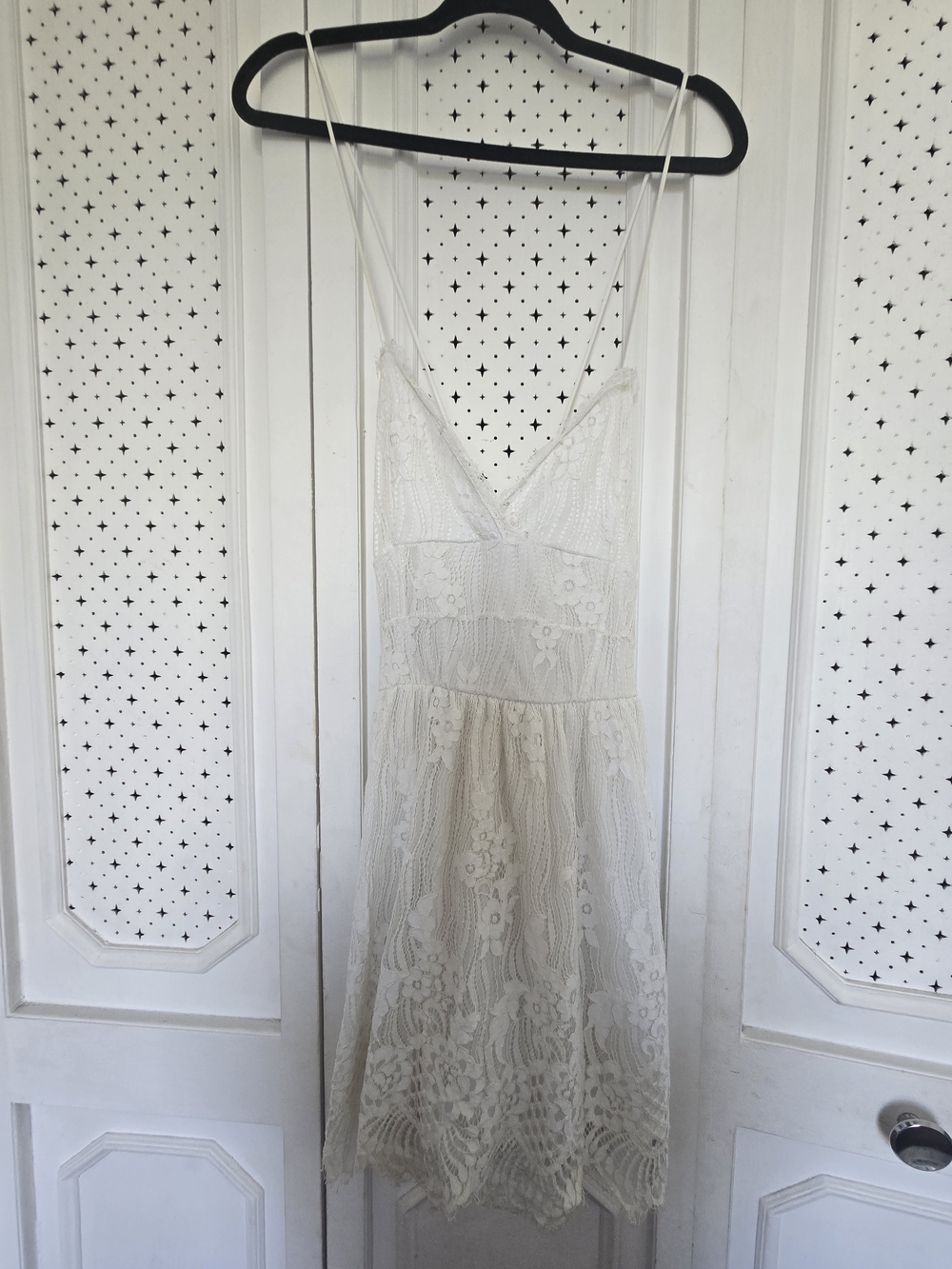 White Lace Spaghetti Strap Dress